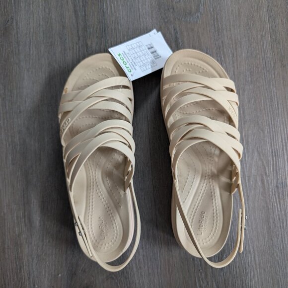 Crocs Women's Brooklyn Strappy Wedge Sandal Sz 8 Chai - Picture 2 of 6